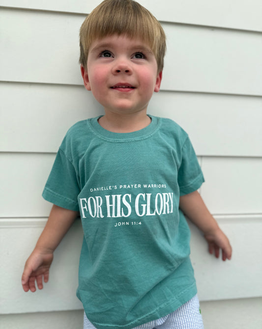 FOR HIS GLORY - Comfort Colors KIDS TShirt in Green Seafoam Color